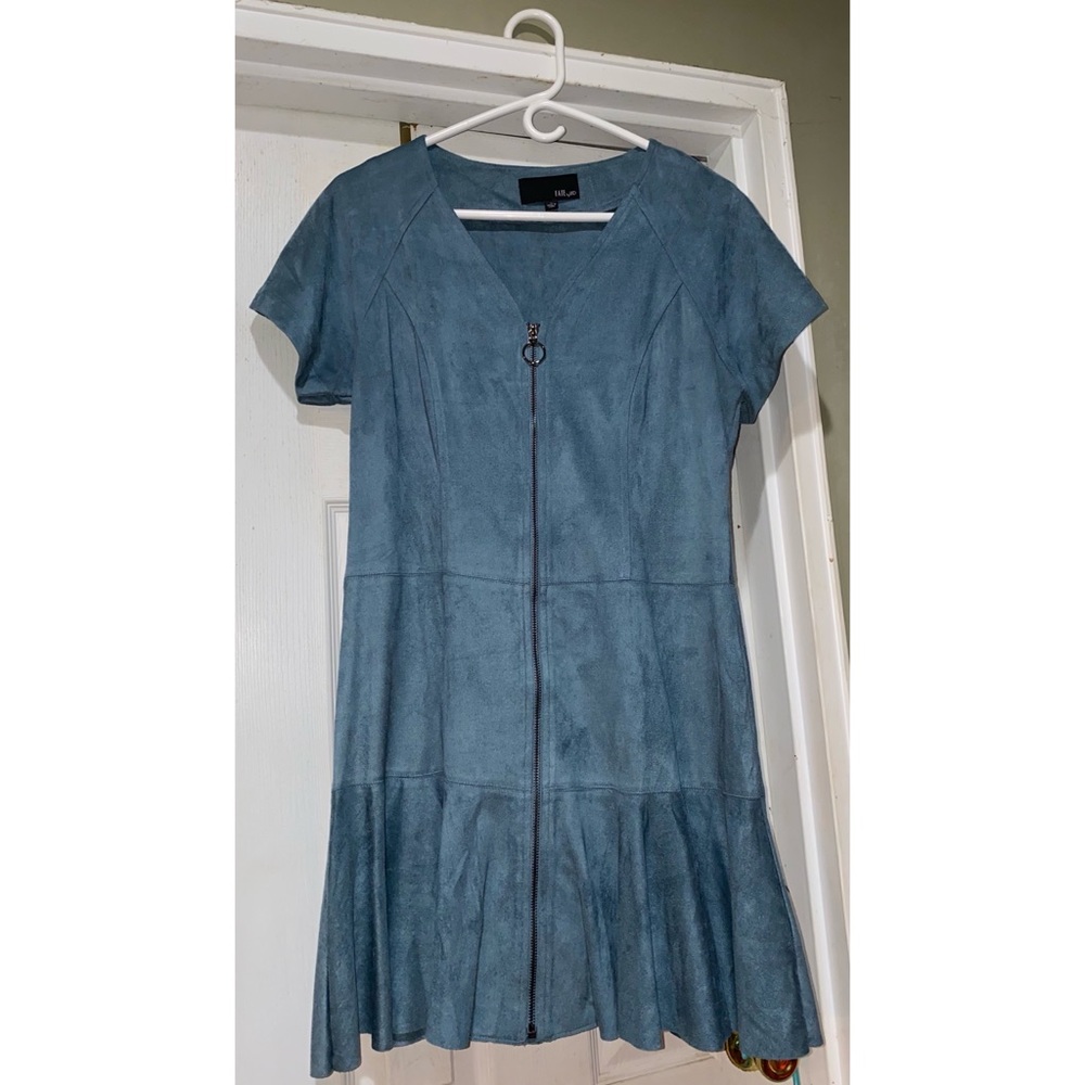 Blue faux-suede dress